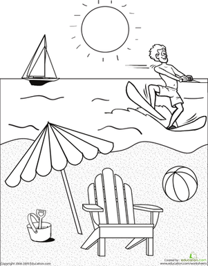 给海滩景色上色
