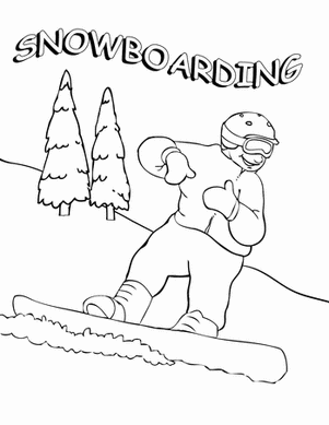 滑雪板着色页