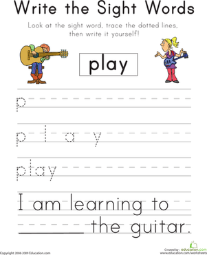 写下下面的单词：Play
