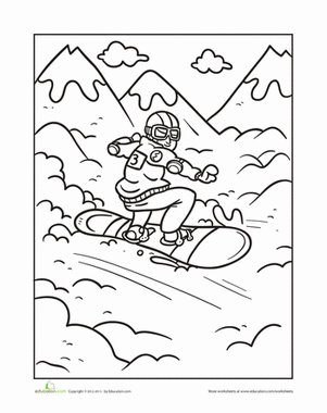阿尔卑斯nowboardingColoring