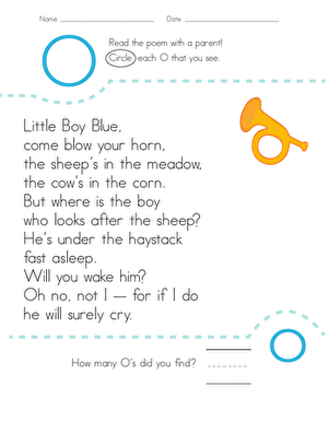 找到字母O：小男孩蓝