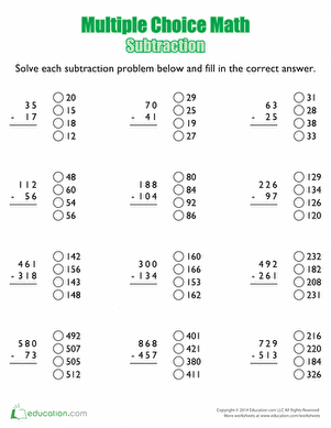 选择题数学:减法