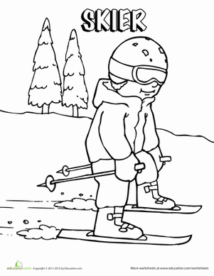 滑雪着色页