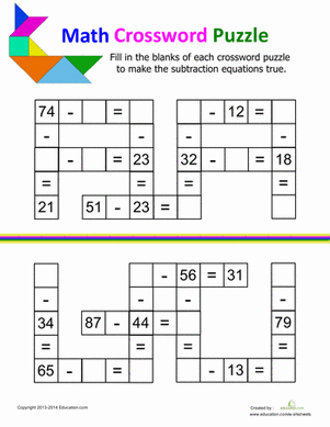 减法纵横字谜