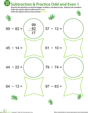 数学练习:减法奇数/偶数1