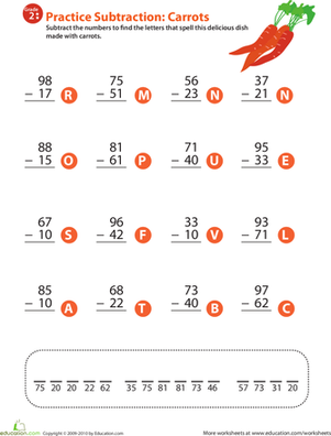 蔬菜数学大杂烩:两位数减法7