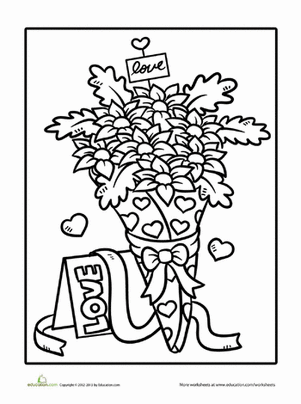 情人节鲜花着色页