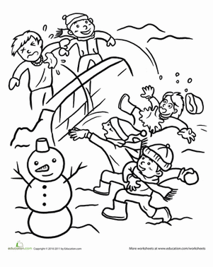 雪球大战着色页