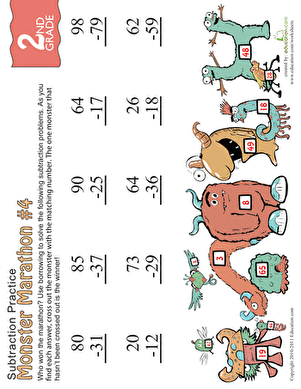 怪物马拉松:两位数减法#4