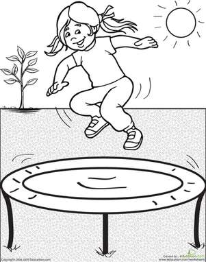 给蹦床场景上色