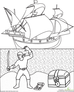 给海盗船上色