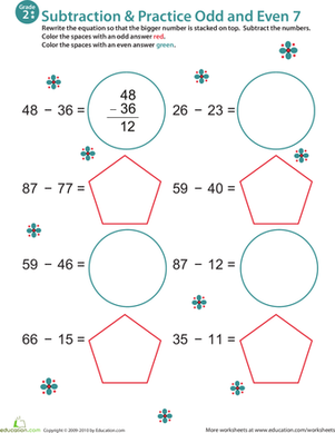 数学狂热:练习减法&奇数/偶数7