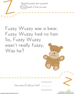 找到字母Z：Fuzzy Wuzzy