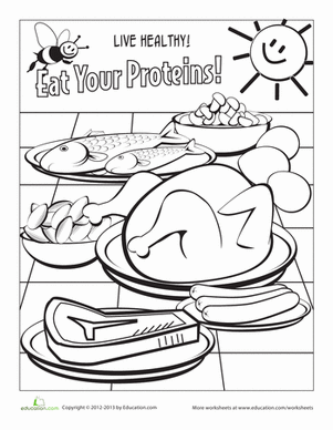 HealthyEatingColoringPageMeatandBeans管理和bean