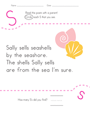 找到字母S:Sally卖贝壳