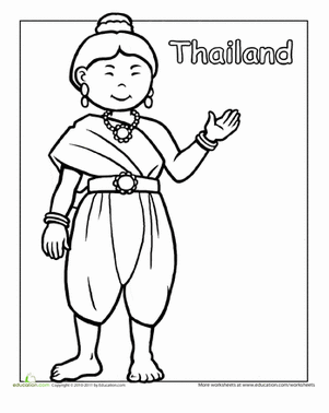 泰国传统服饰着色页