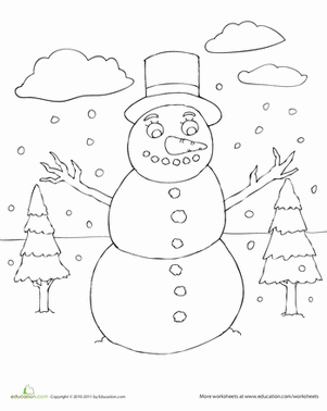 冬季雪人着色页