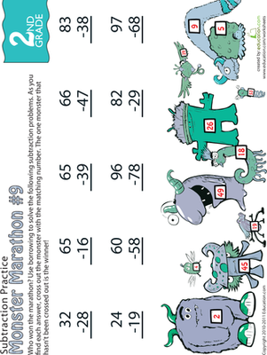 怪物马拉松:两位数减法#9