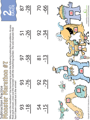 怪物马拉松:两位数减法#7