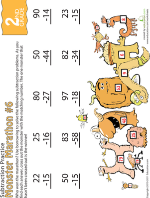 怪物马拉松:两位数减法#6