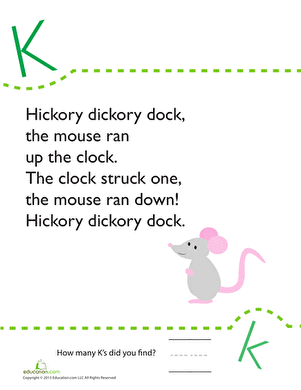 找到字母K:Hickory，Dickory，Dock