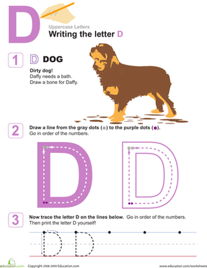 D代表狗！练习写字母D
