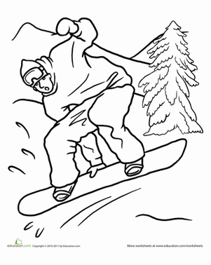 滑雪板着色页面