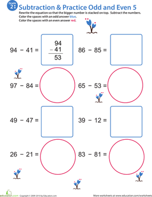 数学狂热:练习减法和算术；奇数/偶数5