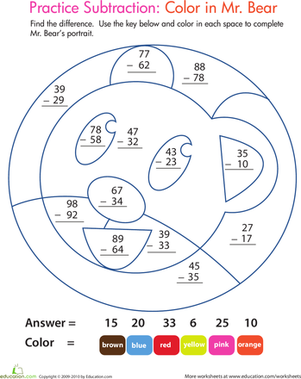 按数字着色:练习两位数减法6