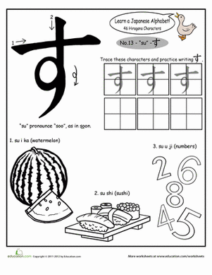 平假名字母：su