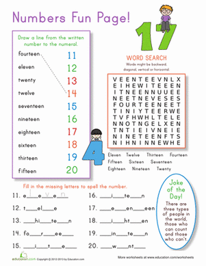 数字练习11-20