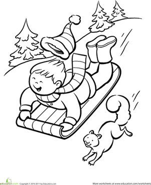 冬季雪橇着色页