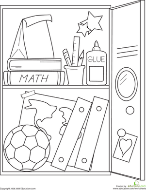 学校储物柜着色页