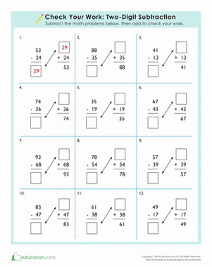 检查你的工作:两位数减法