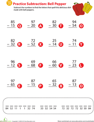 蔬菜数学大杂烩:两位数减法3