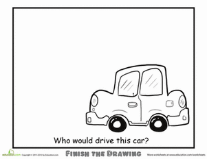 完成图画:谁会开这辆车？