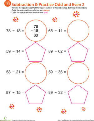 数学狂热:练习减法和算术；奇数/偶数2