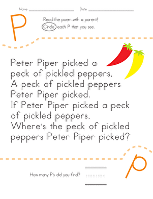 找到字母P:Peter Piper