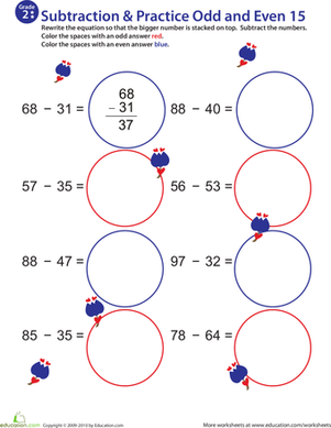 数学狂热:练习减法和算术；奇数/偶数15